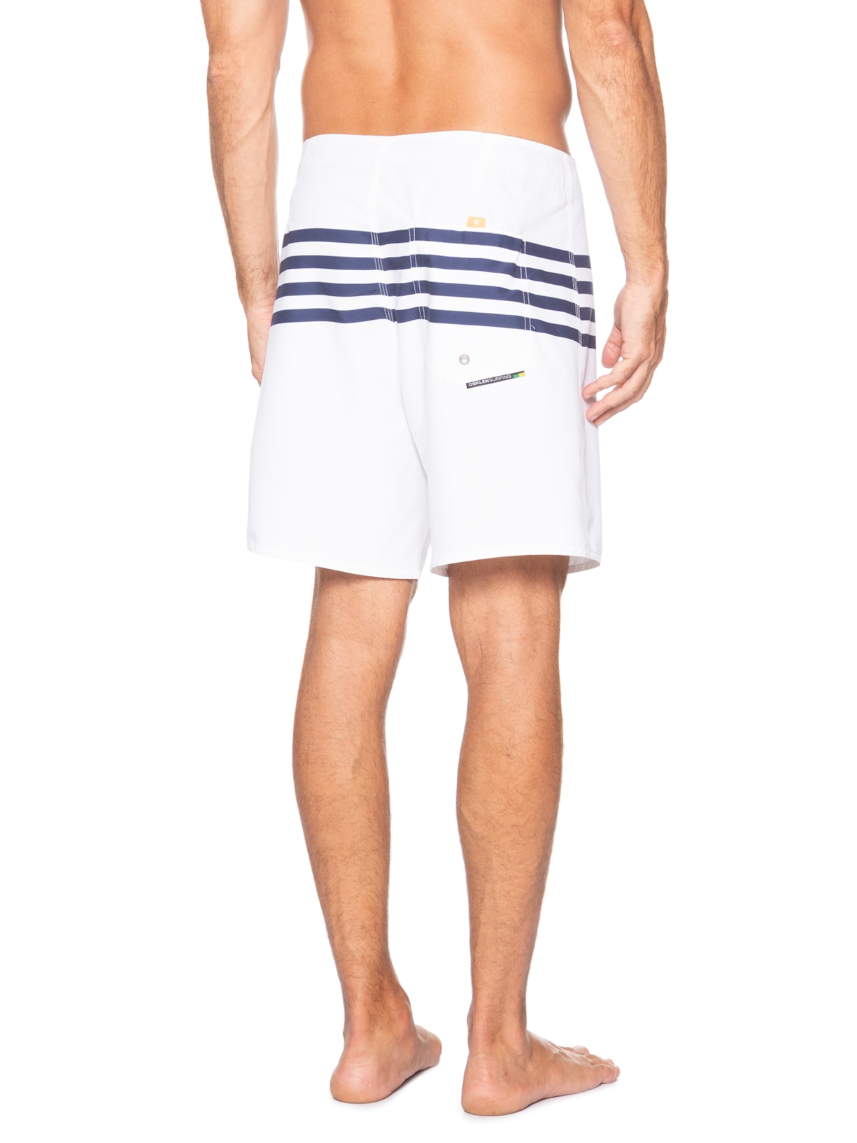 Bermuda Beachwear Masculina Classic Stripes Branco Osklen