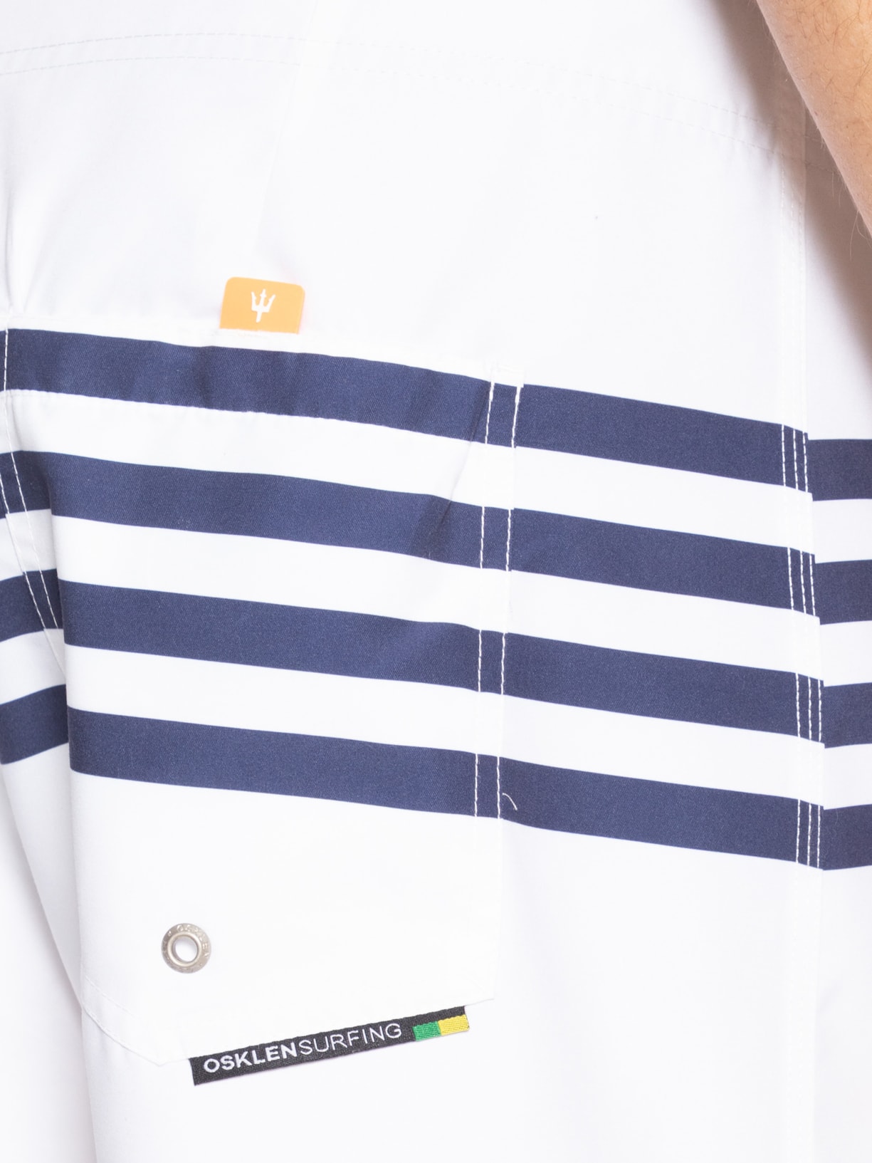 Bermuda Beachwear Masculina Classic Stripes Branco Osklen