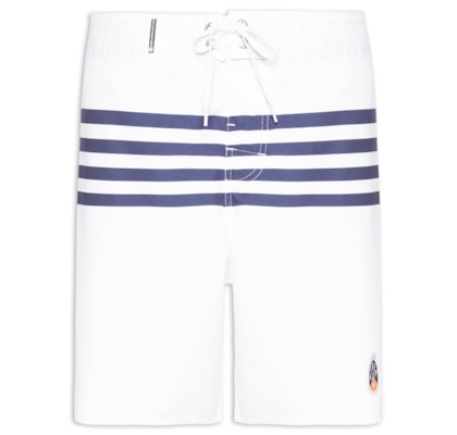 Bermuda Beachwear Masculina Classic Stripes - Branco