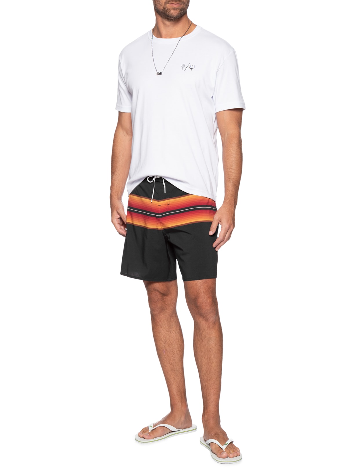 Bermuda Beachwear Masculina Colorado Stripes Preto Osklen