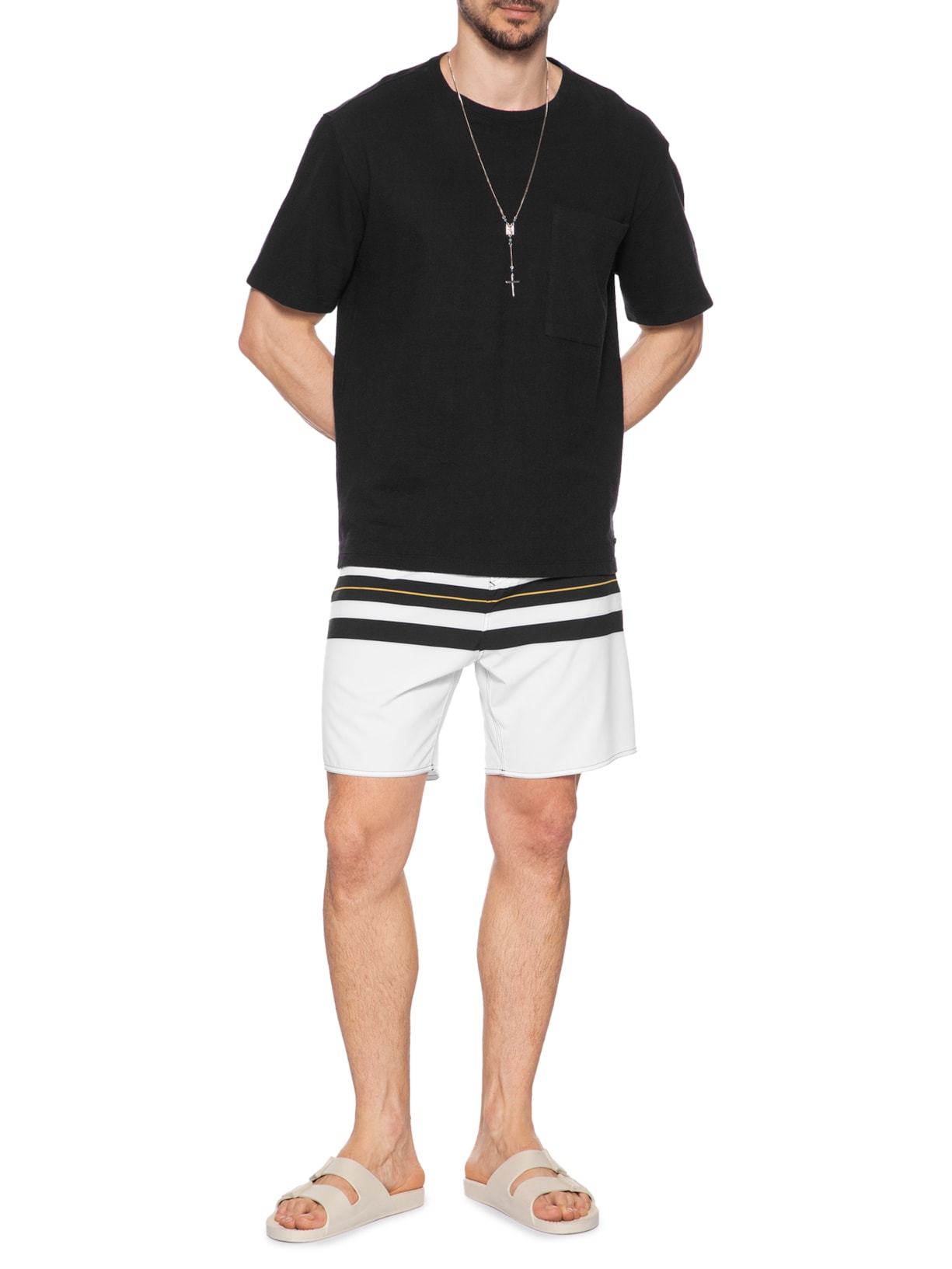 Bermuda Beachwear Masculina Longboad Branco Osklen