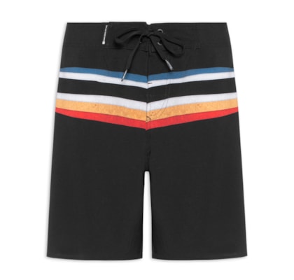 Bermuda Beachwear Masculina Tropicalia Stripes - Preto