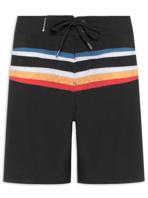 Bermuda Beachwear Masculina Tropicalia Stripes - Preto