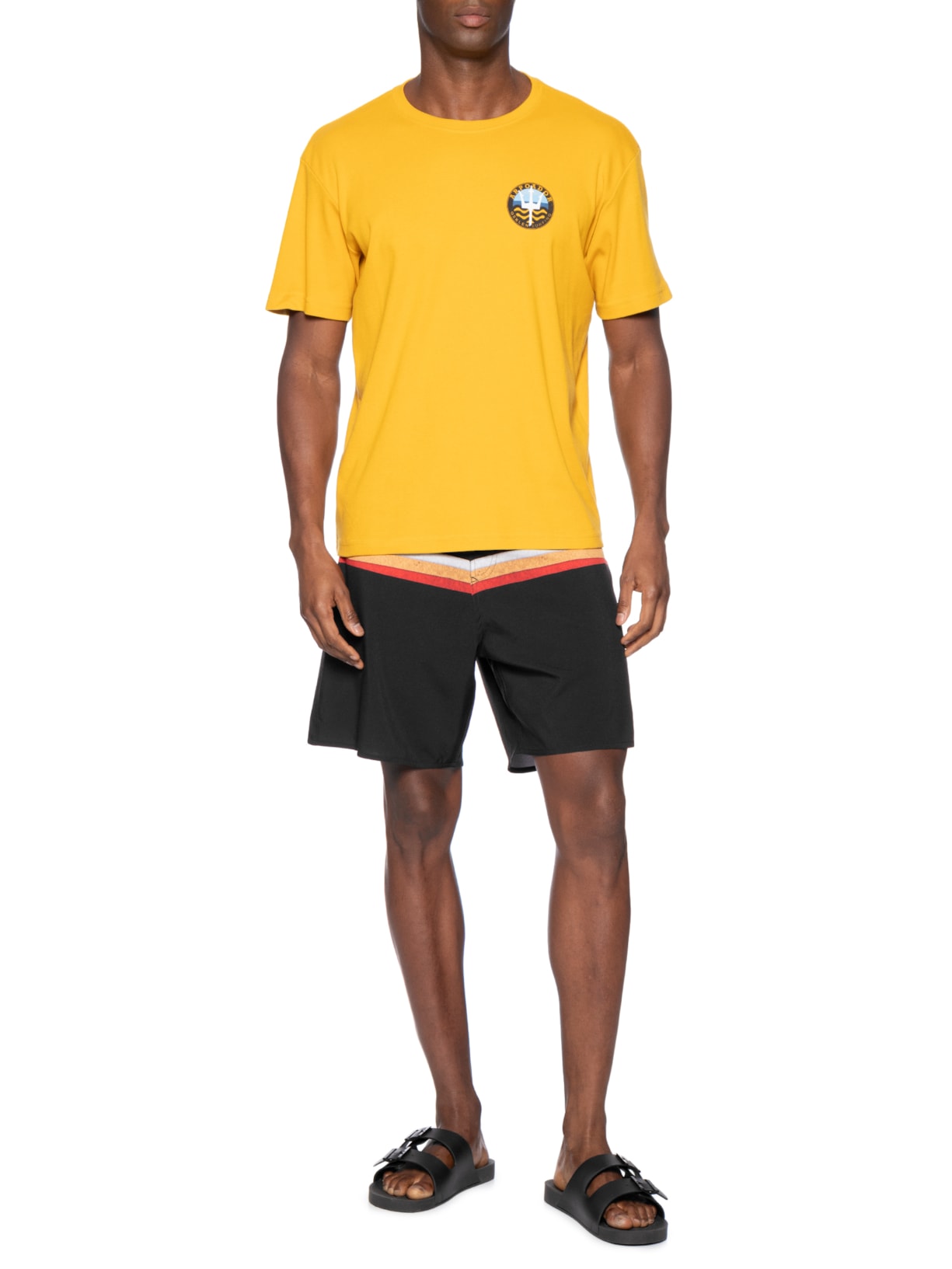 Bermuda Beachwear Masculina Tropicalia Stripes Preto Osklen