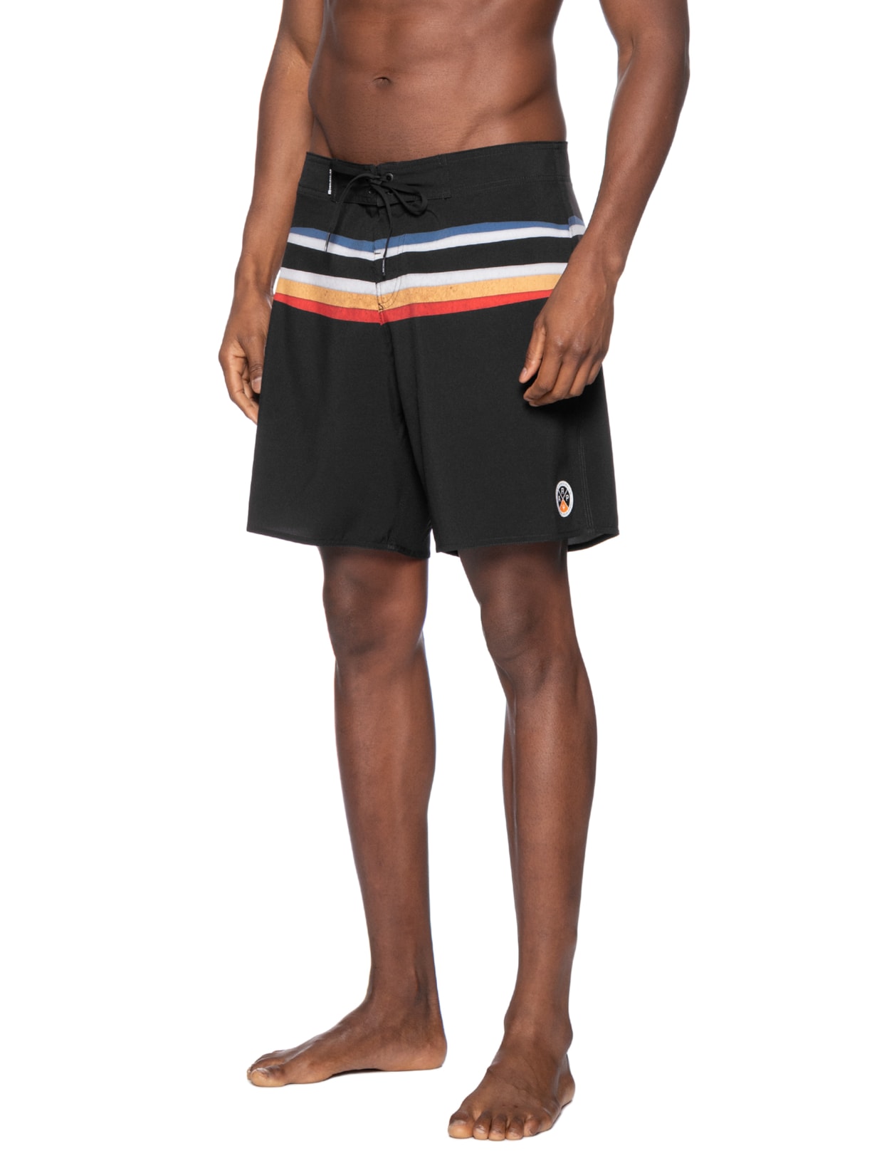 Bermuda Beachwear Masculina Tropicalia Stripes Preto Osklen