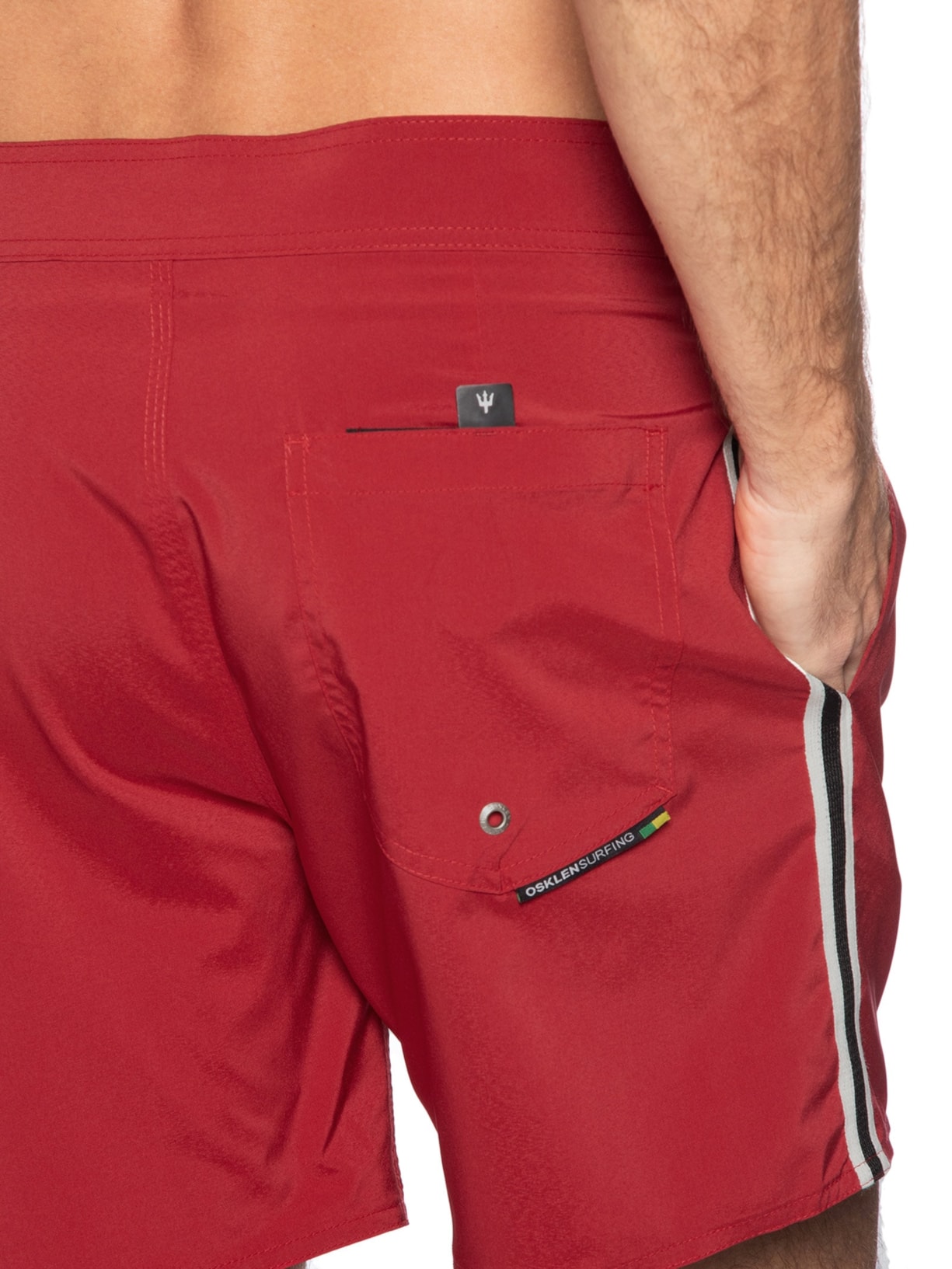 Bermuda Beachwear Masculino Aquaone Flex Stripes Vermelho Osklen