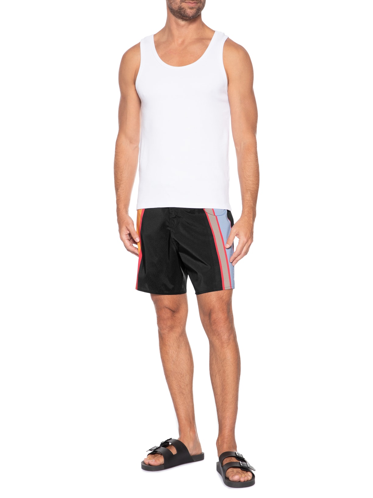 Bermuda Beachwear Masculino Aquaone Flex Triangle  Preto Osklen