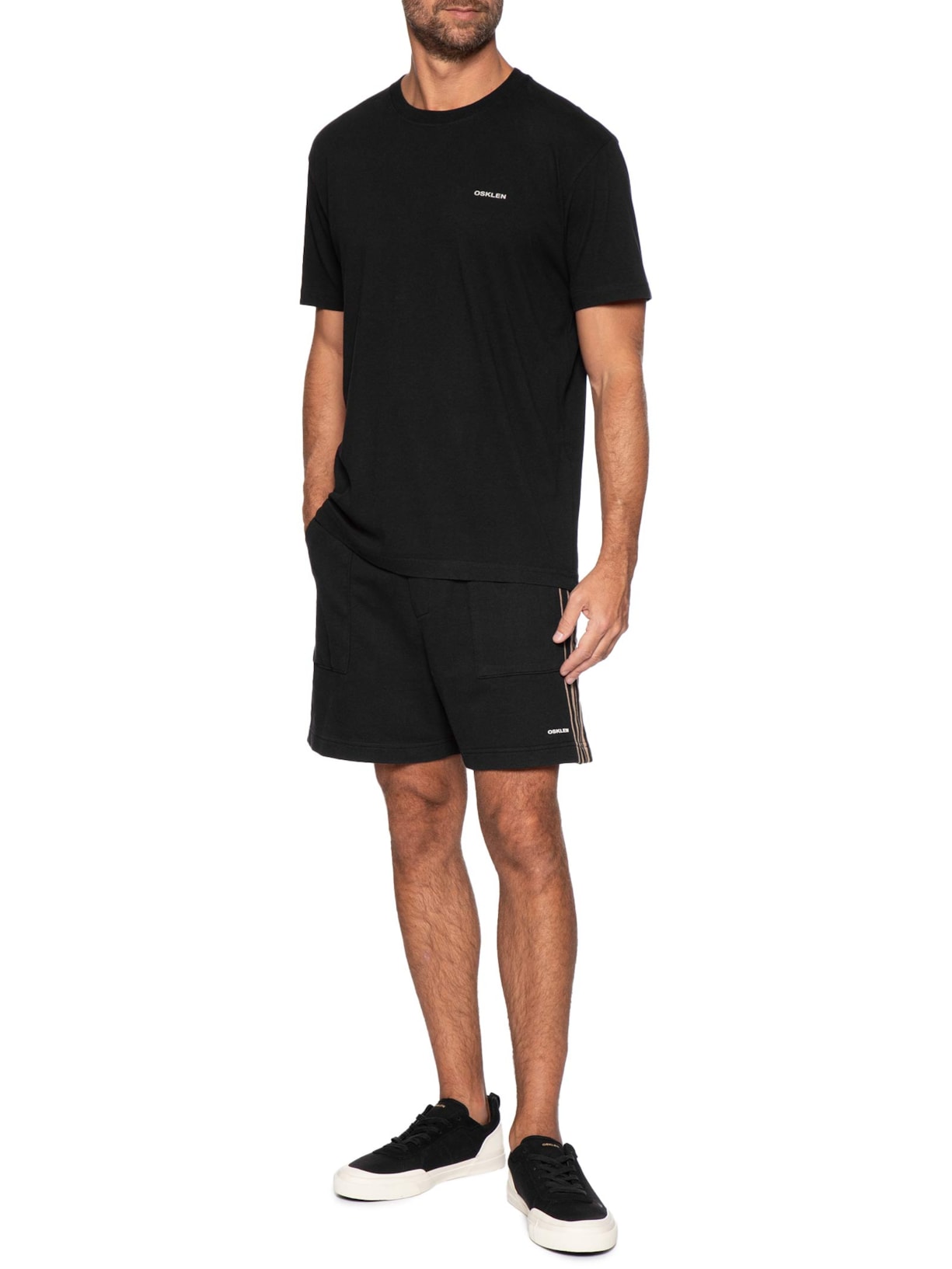 Bermuda Beachwear Pranchão Stripes Masculina Preto Osklen