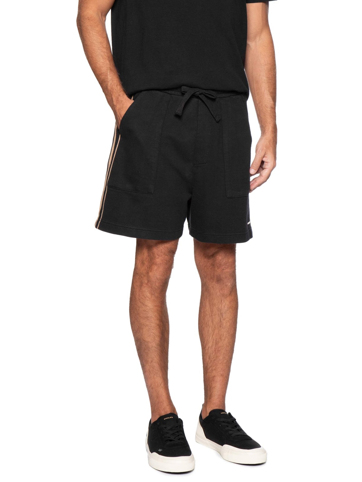 Bermuda Beachwear Pranchão Stripes Masculina Preto Osklen