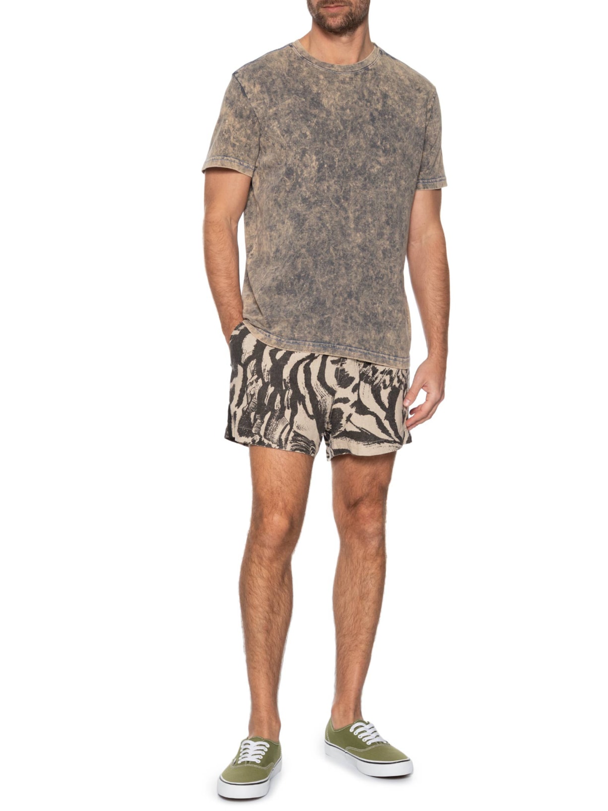 Bermuda Casual Masculina Linen Pj Concha Noturna Bege Osklen