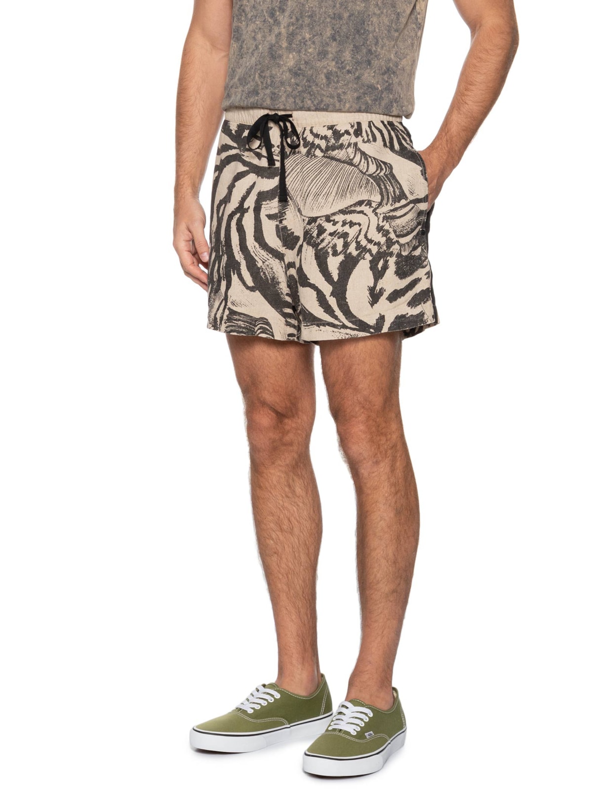 Bermuda Casual Masculina Linen Pj Concha Noturna Bege Osklen