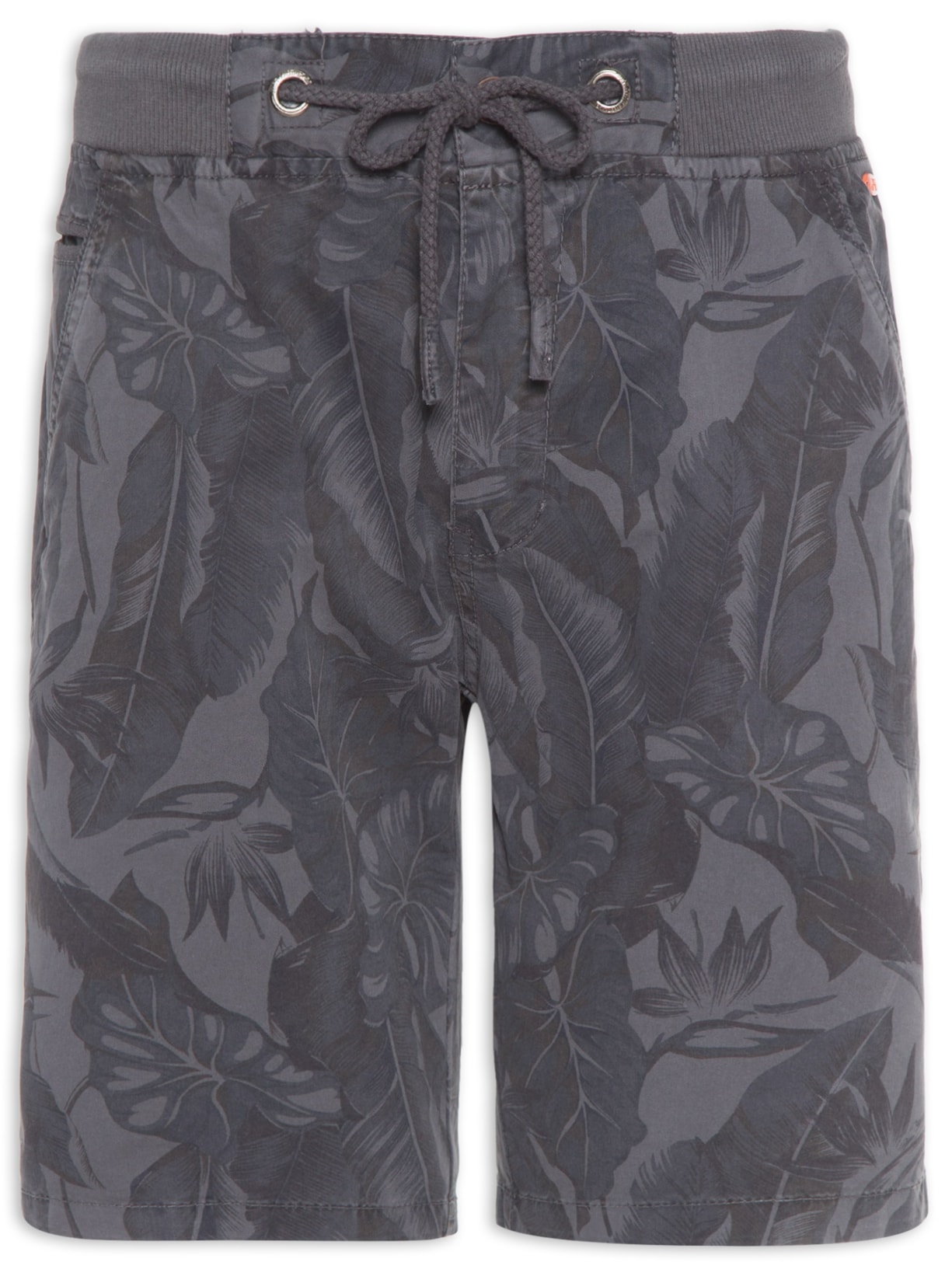 Bermuda Cotton Spandex Floral - Cinza