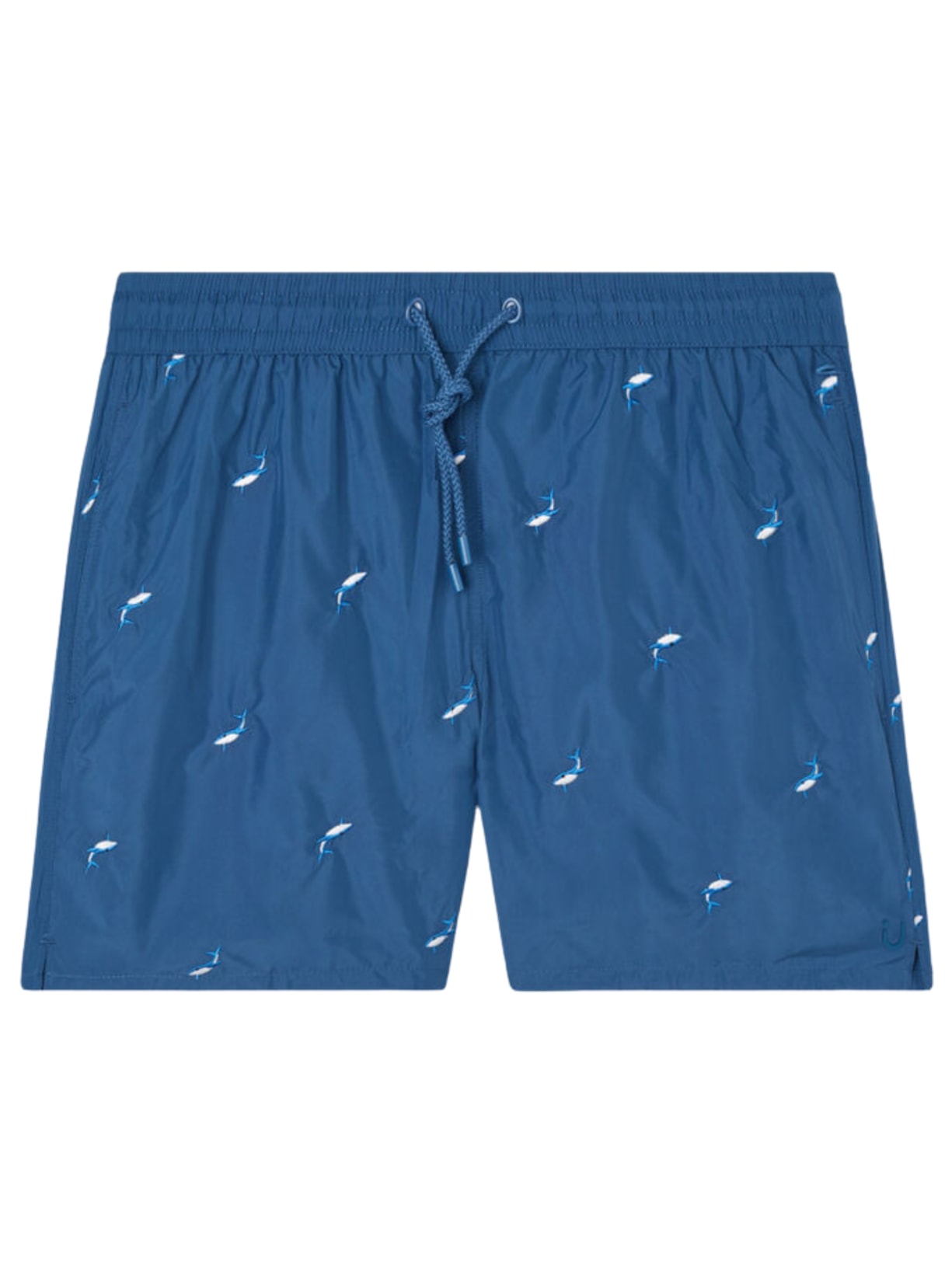 Bermuda De Banho Com Bordado De Baleias - Azul