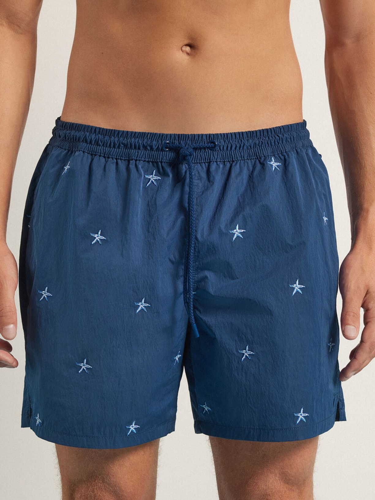 Bermuda De Banho Com Bordado De Estrelas-Do-Mar Azul Intimissimi