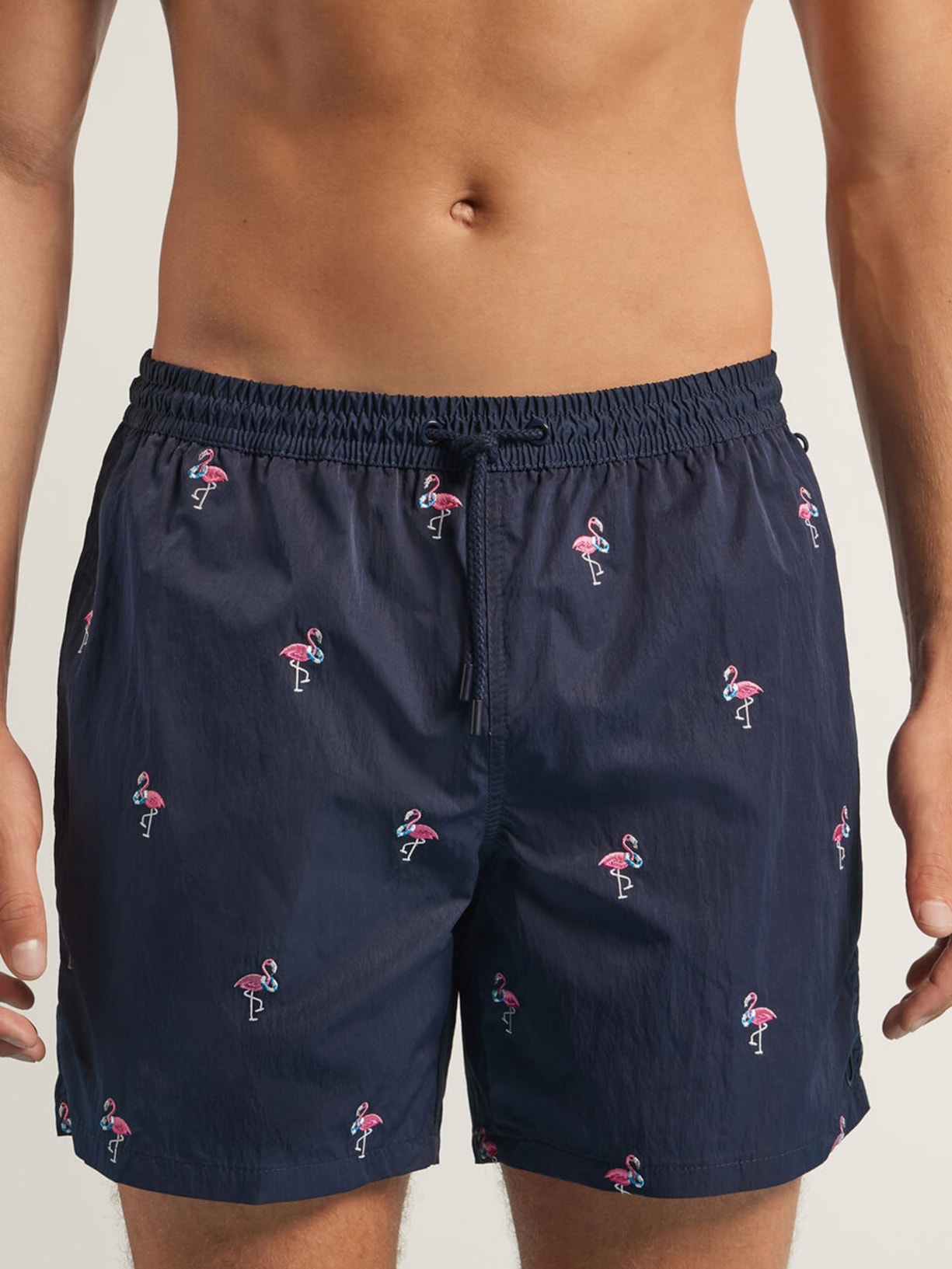 Bermuda De Banho Com Bordado De Flamingos Azul Intimissimi