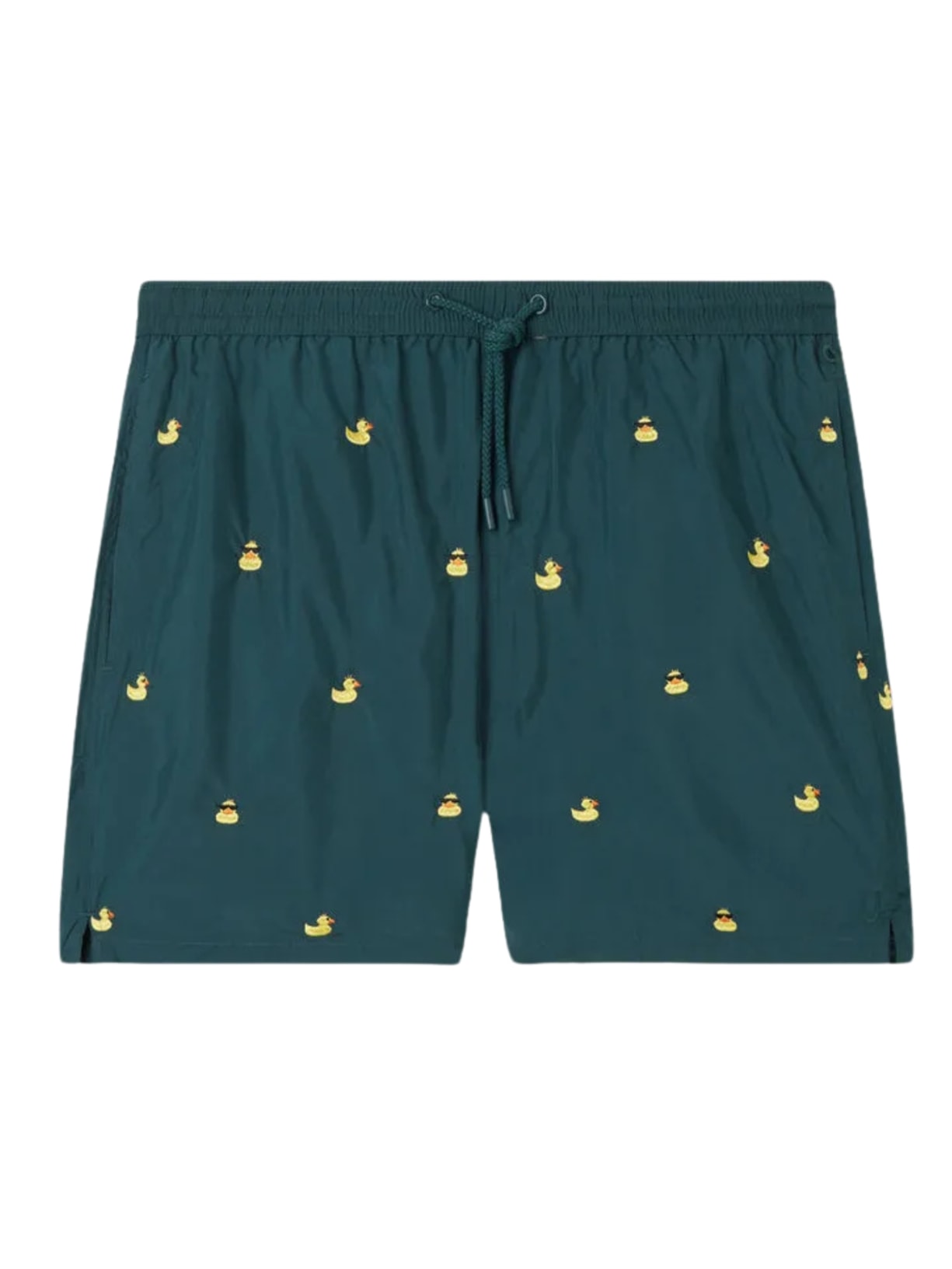 Bermuda De Banho Com Bordado De Patinhos - Verde