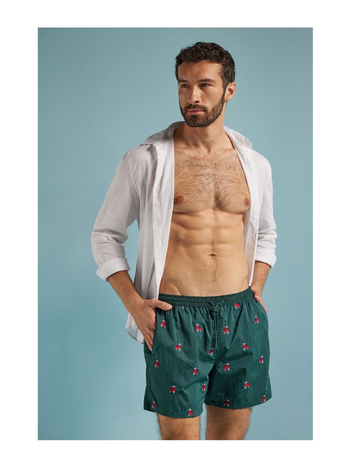 Bermuda De Banho Com Bordado De Scooter Verde Intimissimi