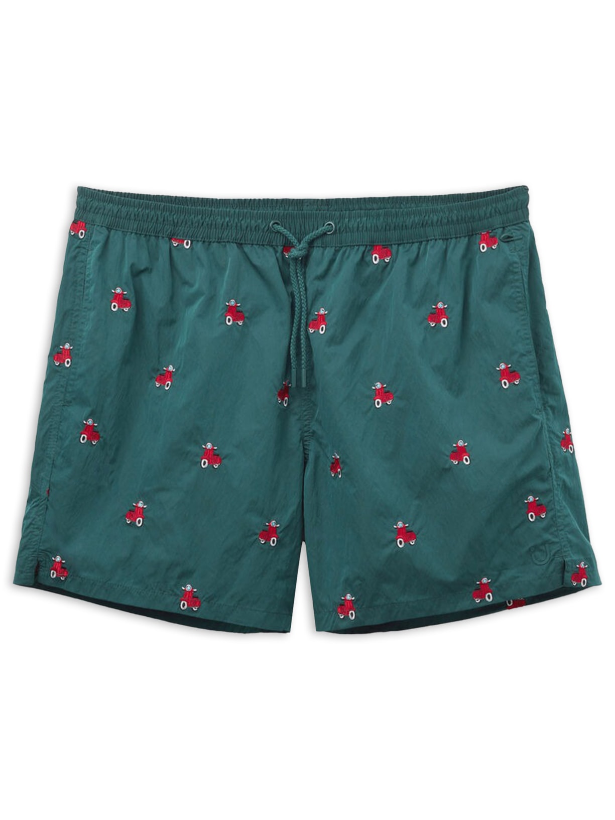 Bermuda De Banho Com Bordado De Scooter - Verde