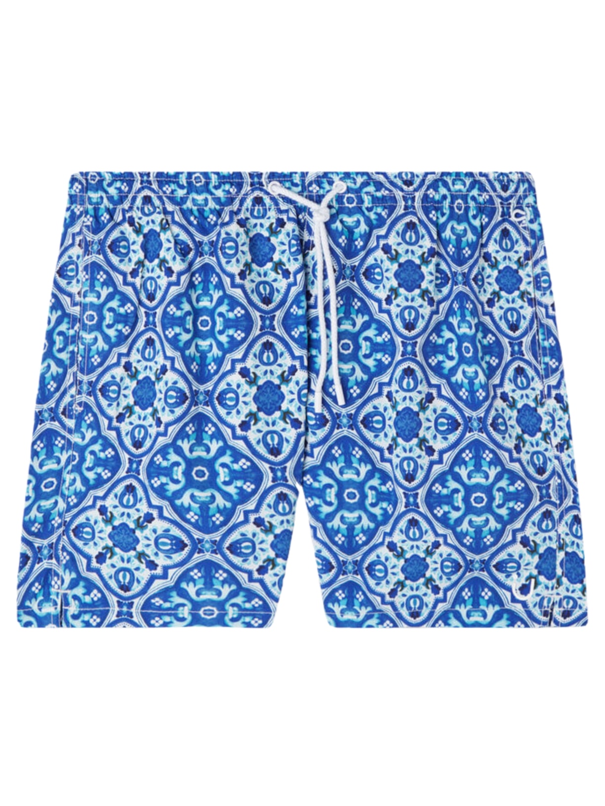 Bermuda De Banho Com Estampa De Azulejos - Azul