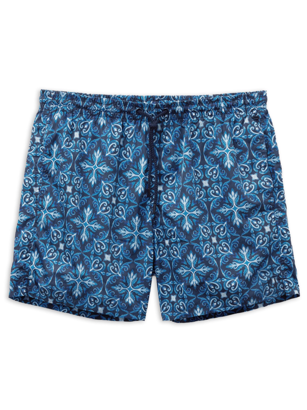 Bermuda De Banho Com Estampa De Azulejos - Azul