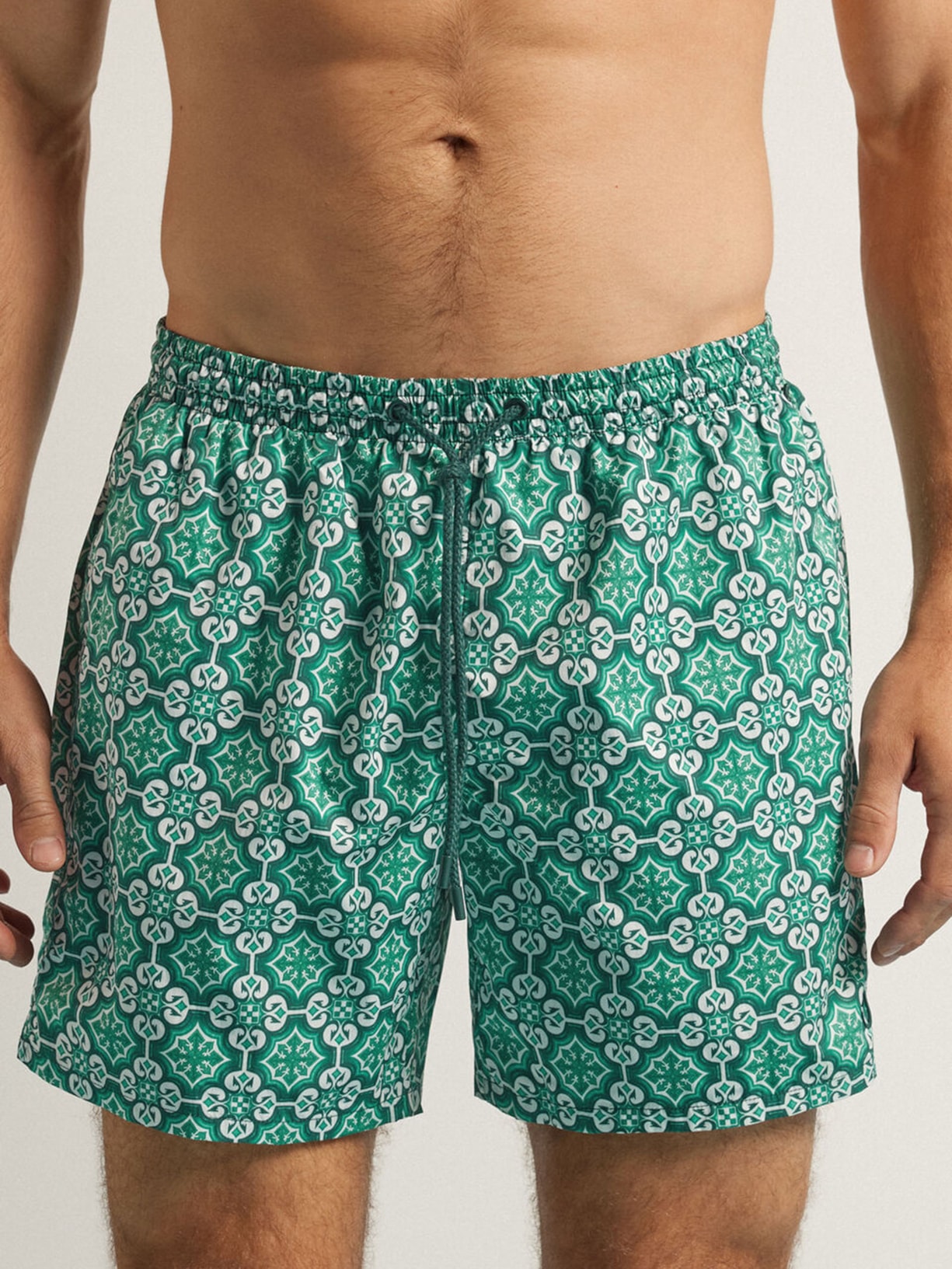 Bermuda De Banho Com Estampa De Azulejos Verde Intimissimi