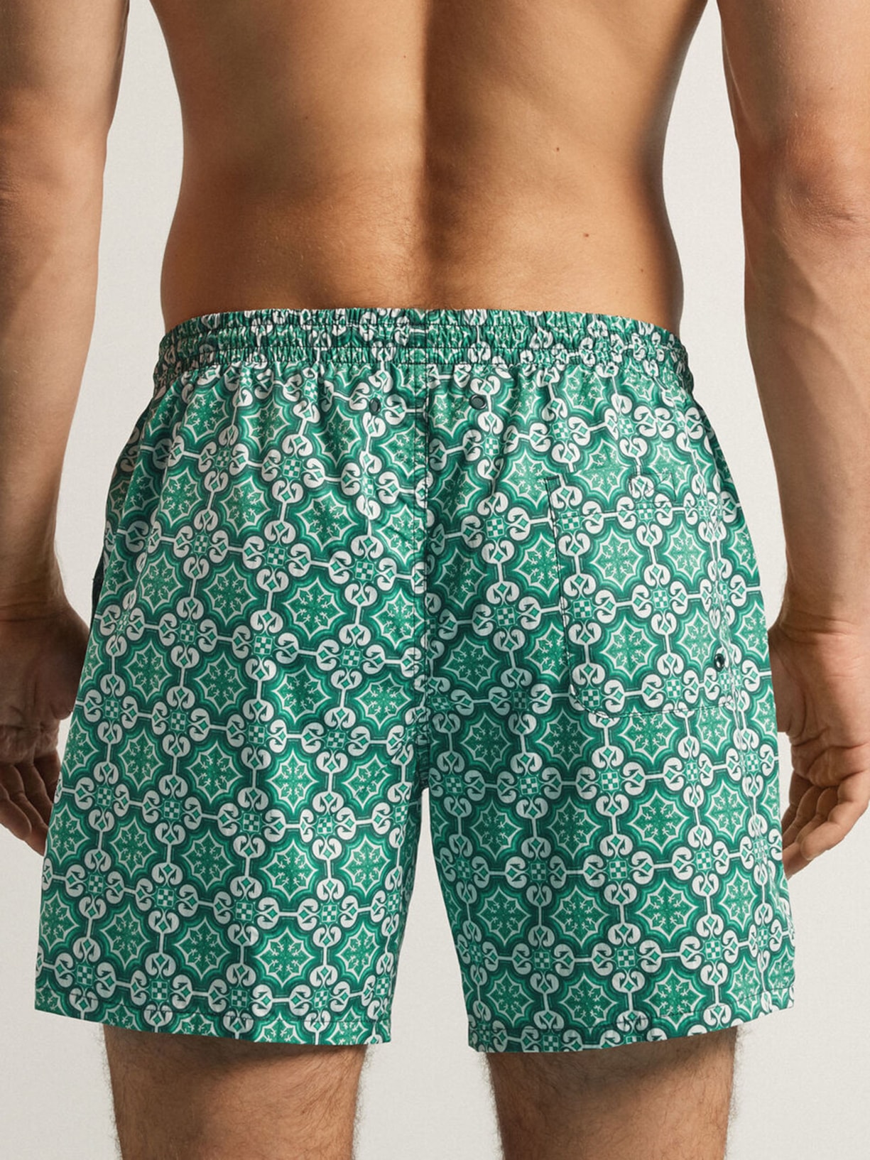 Bermuda De Banho Com Estampa De Azulejos Verde Intimissimi