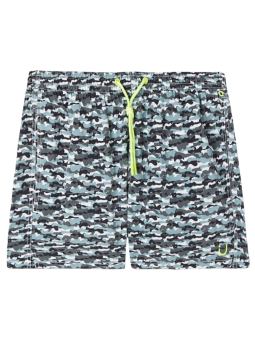 Bermuda De Banho Com Estampa De Camuflagem - Azul