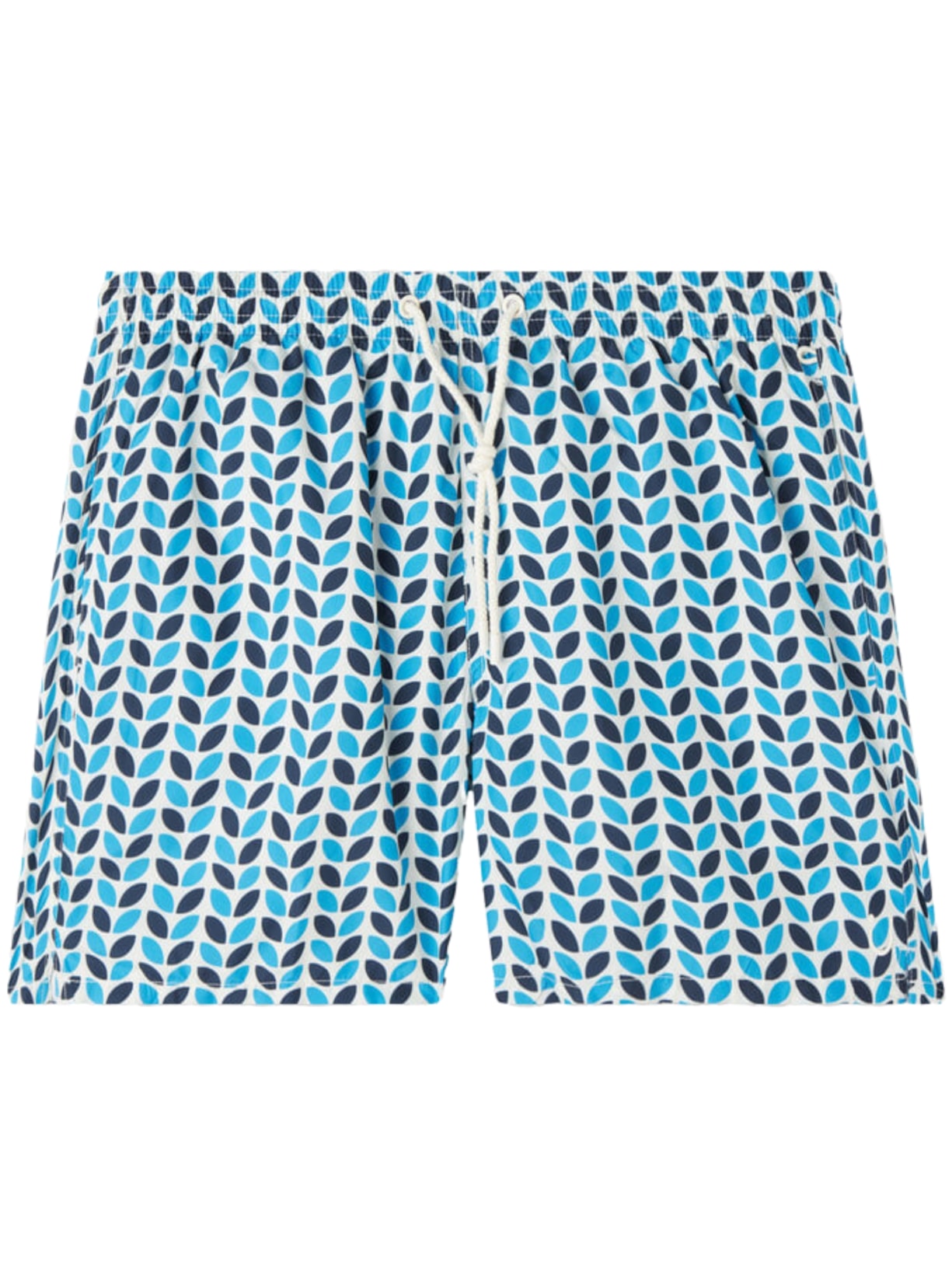 Bermuda De Banho Com Estampa De Folhas Geométricas - Azul