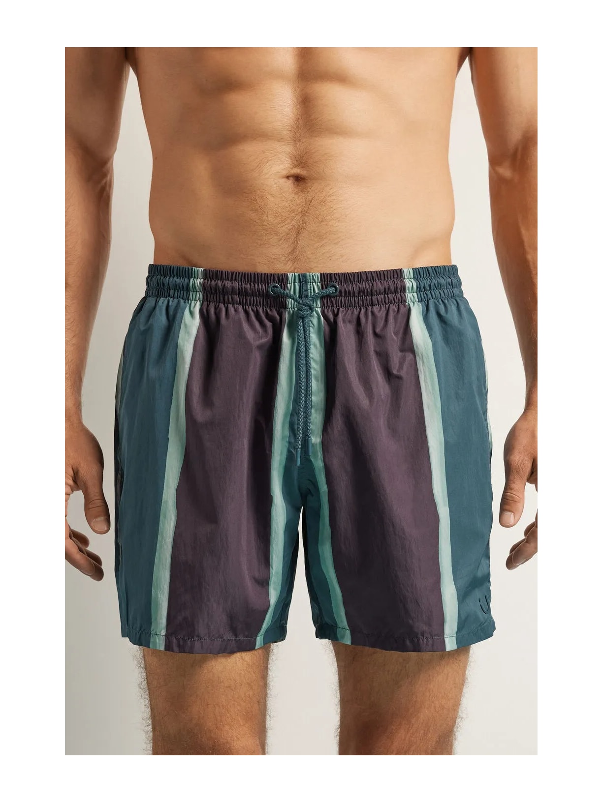 Bermuda De Banho Com Estampa De Listras Azul Calzedonia