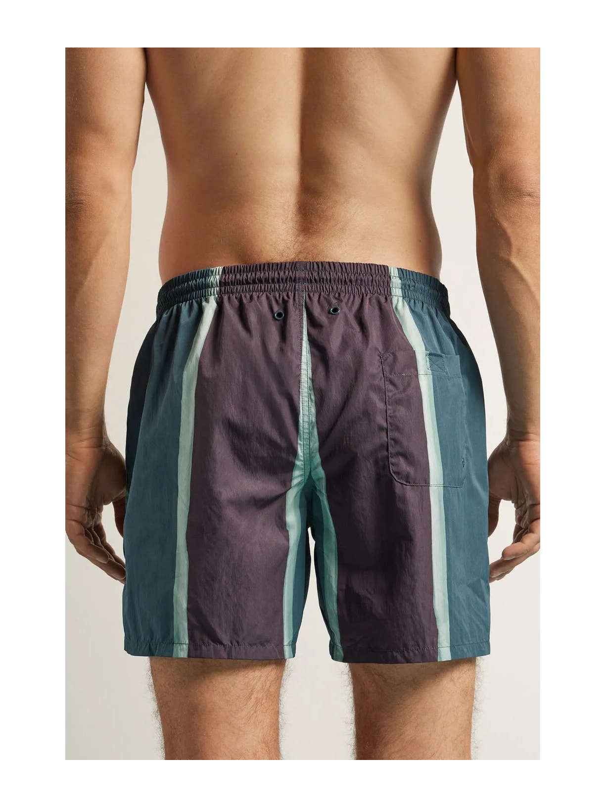 Bermuda De Banho Com Estampa De Listras Azul Calzedonia