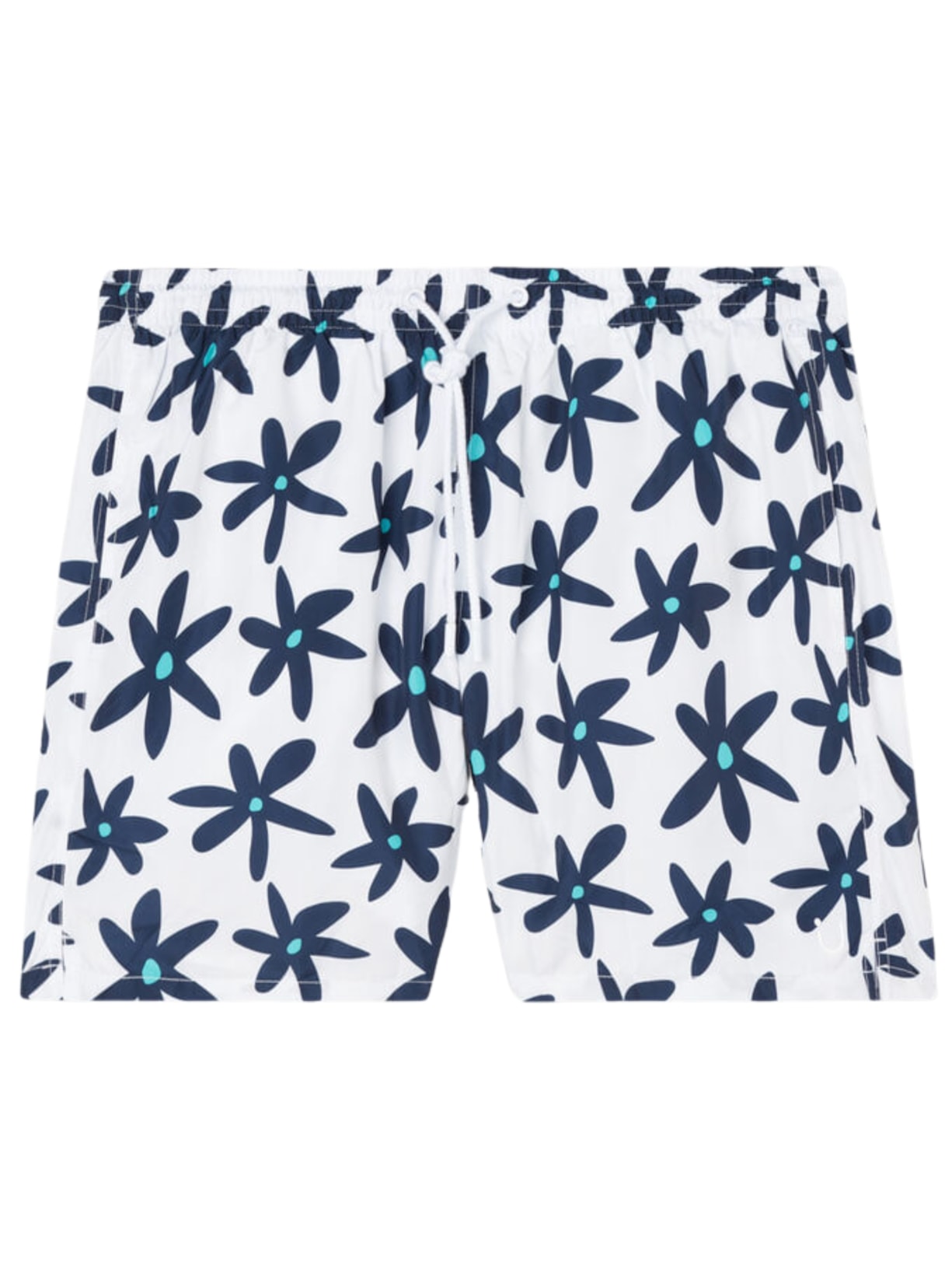 Bermuda De Banho Com Estampa De Margaridas - Branco