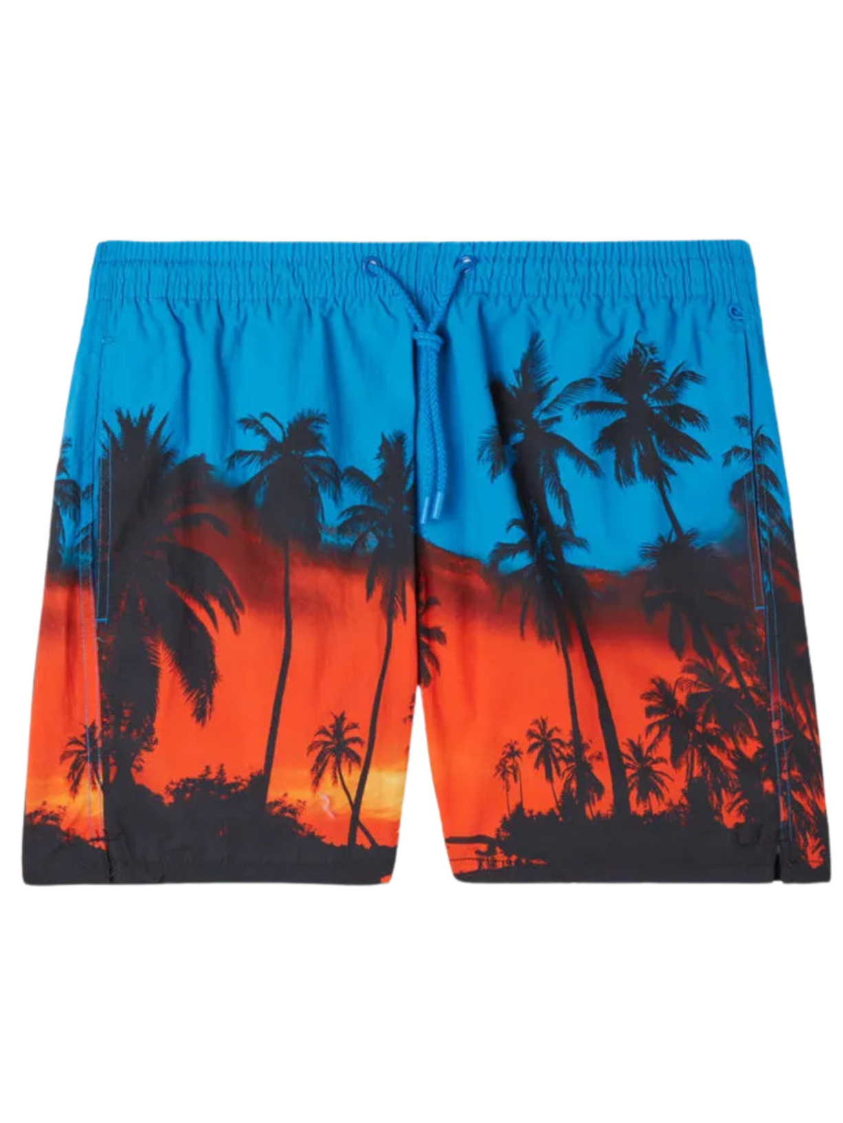 Bermuda De Banho Com Estampa De Palmeiras - Azul