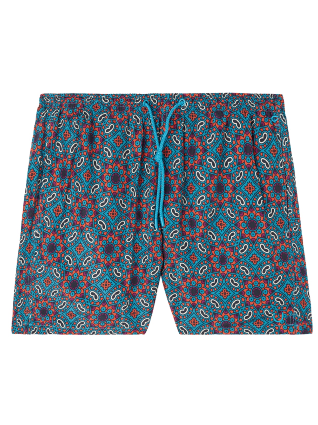 Bermuda De Banho Com Estampa Geométrica Paisley - Azul