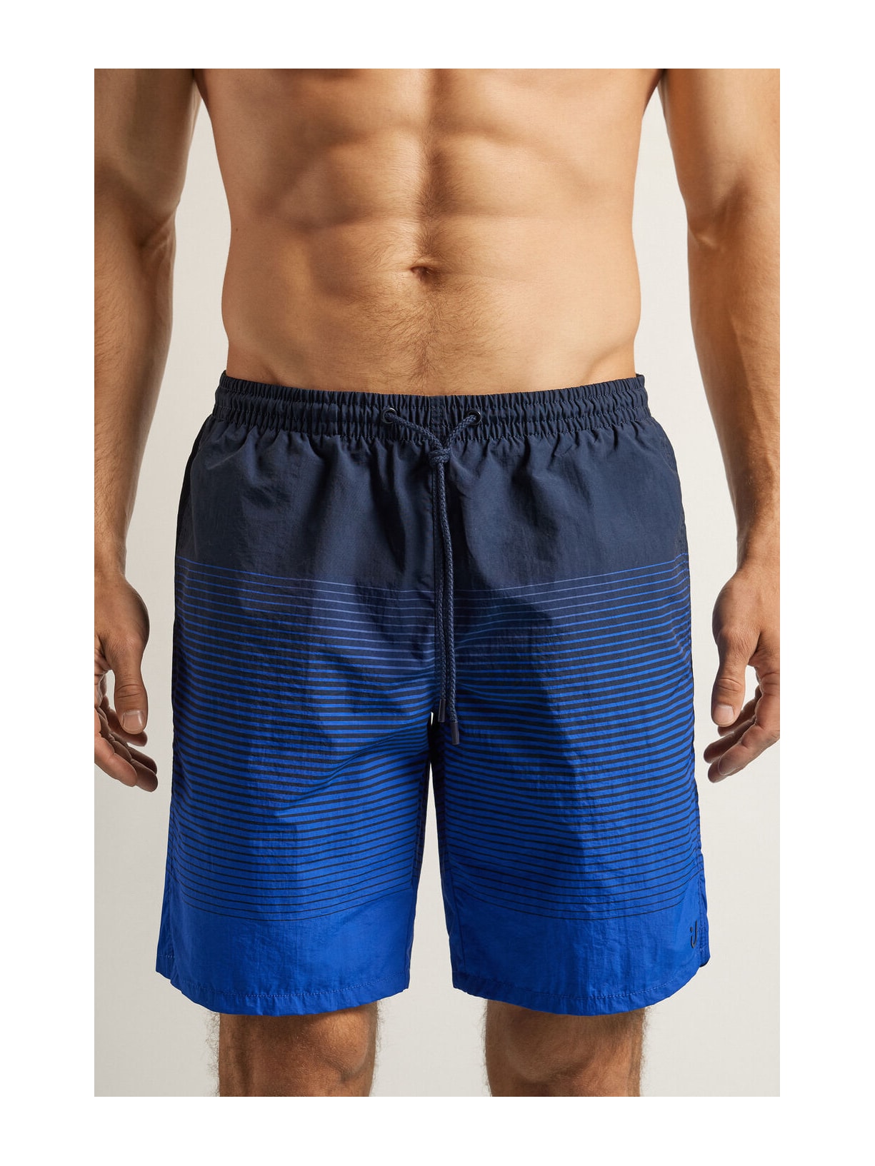 Bermuda De Banho Comprida Com Estampa De Listras Azul Intimissimi