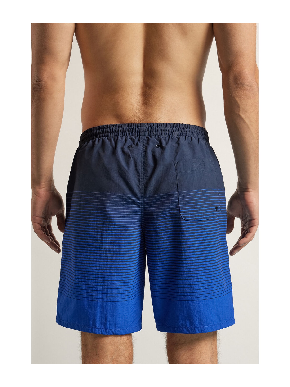 Bermuda De Banho Comprida Com Estampa De Listras Azul Intimissimi