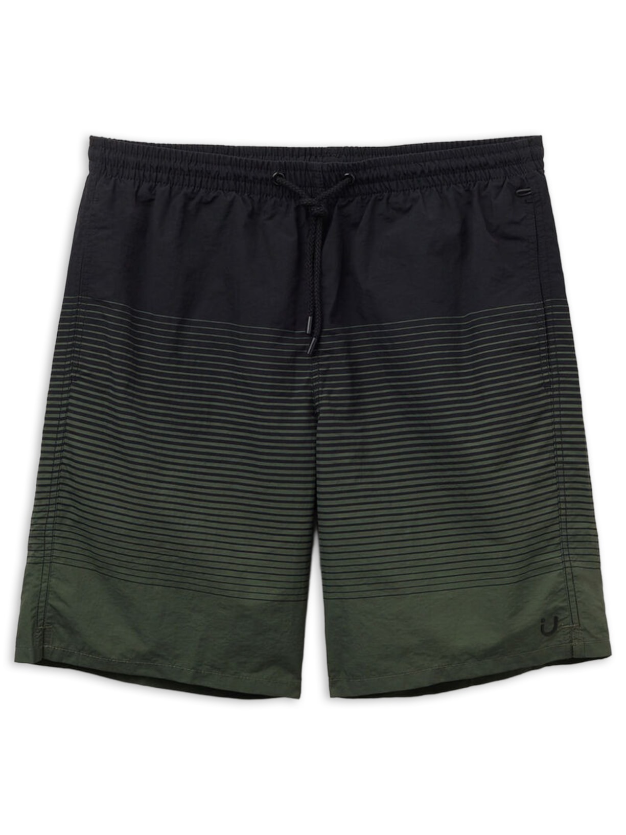 Bermuda De Banho Comprida Com Estampa De Listras - Preto