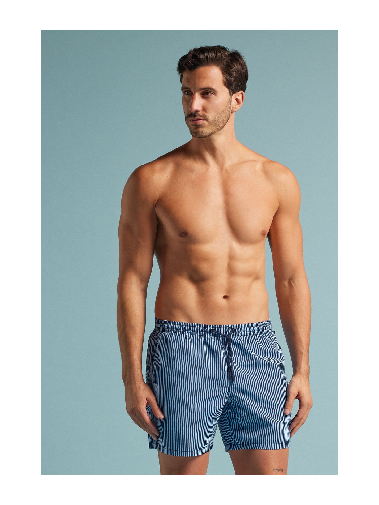 Bermuda De Banho Listrada Azul Intimissimi
