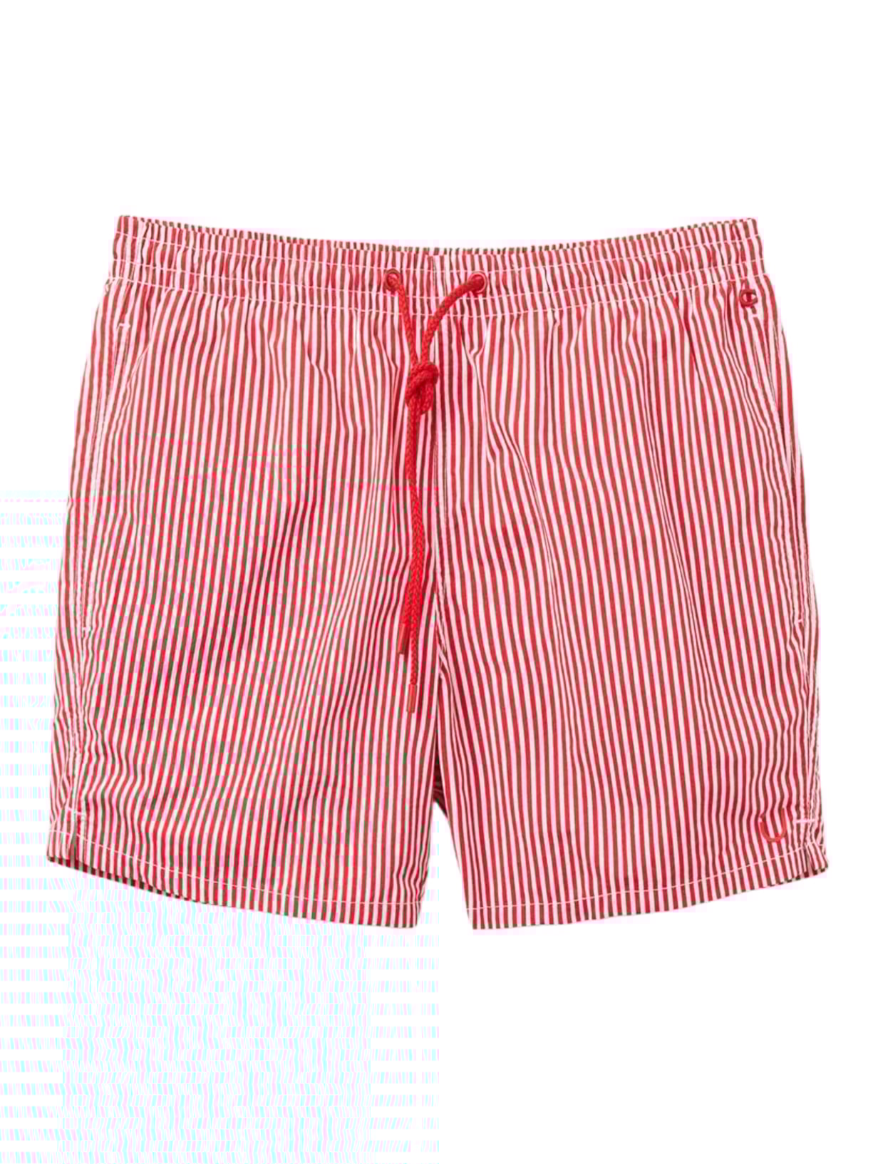 Bermuda De Banho Listrada - Vermelho