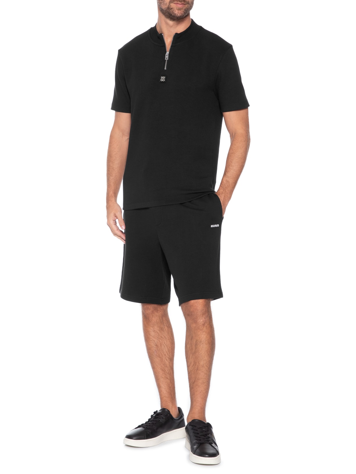 Bermuda de Moletom Masculina Dayono Preto Hugo