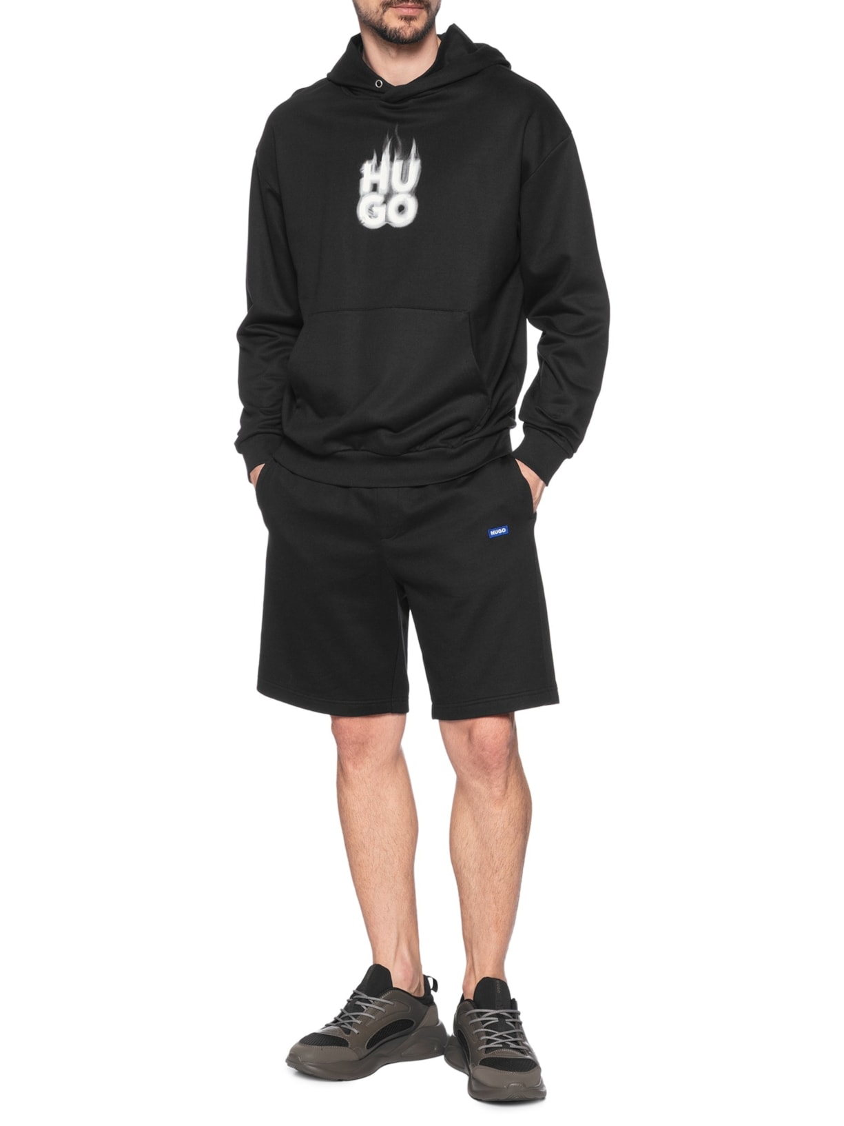 Bermuda De Moletom Masculina Nasensio Preto Hugo