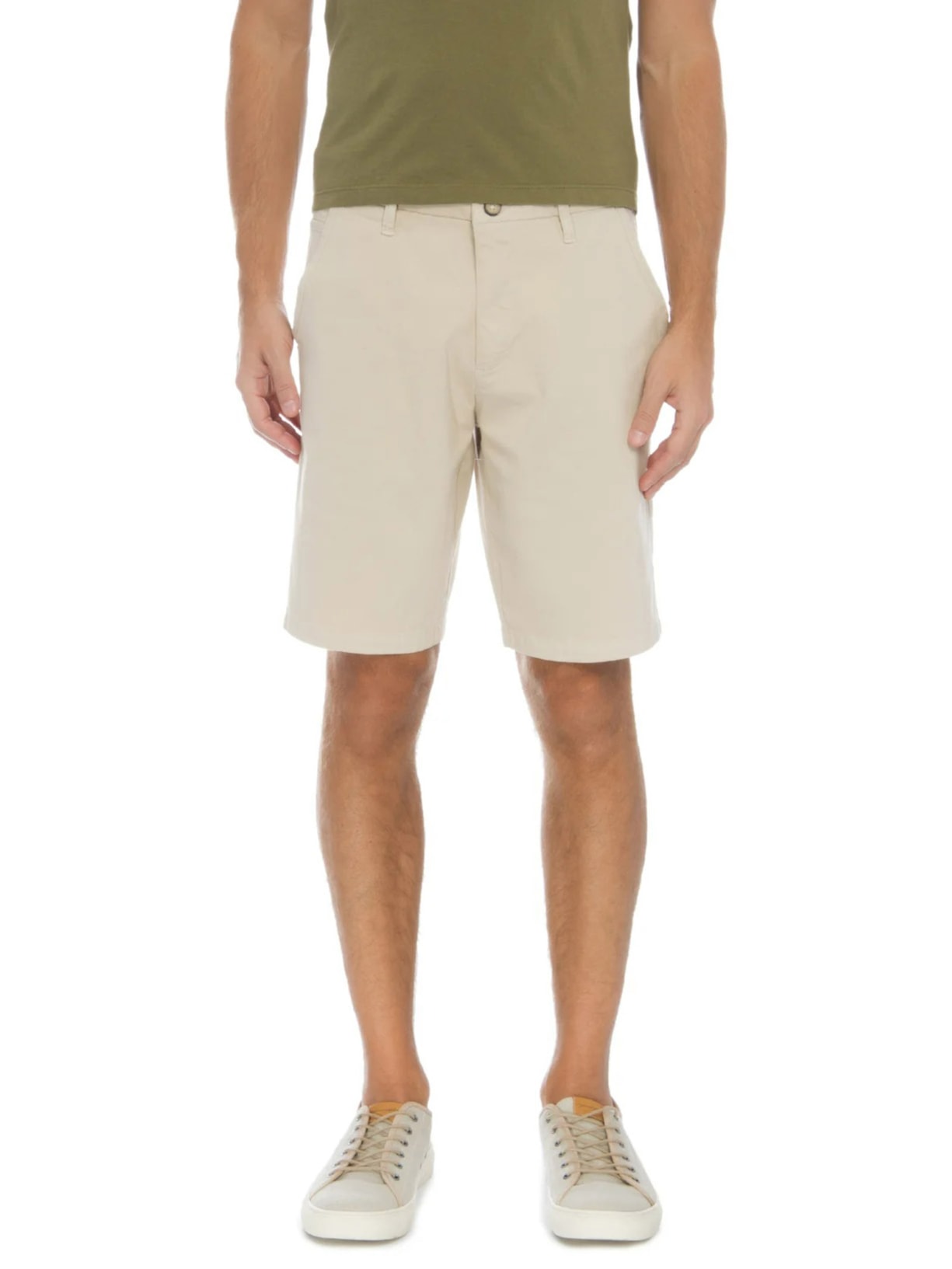 Bermuda De Sarja Casual Masculina Iron Bege Reserva