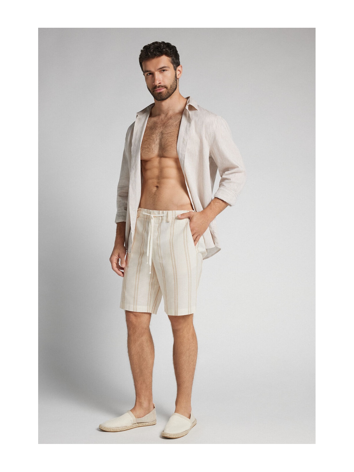 Bermuda Em Linho e Algodão Marfim Intimissimi