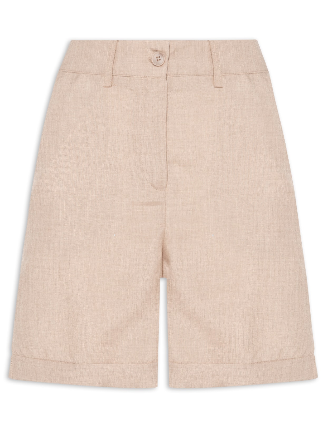 Bermuda Feminina Alfaiataria Barra Italiana - Bege