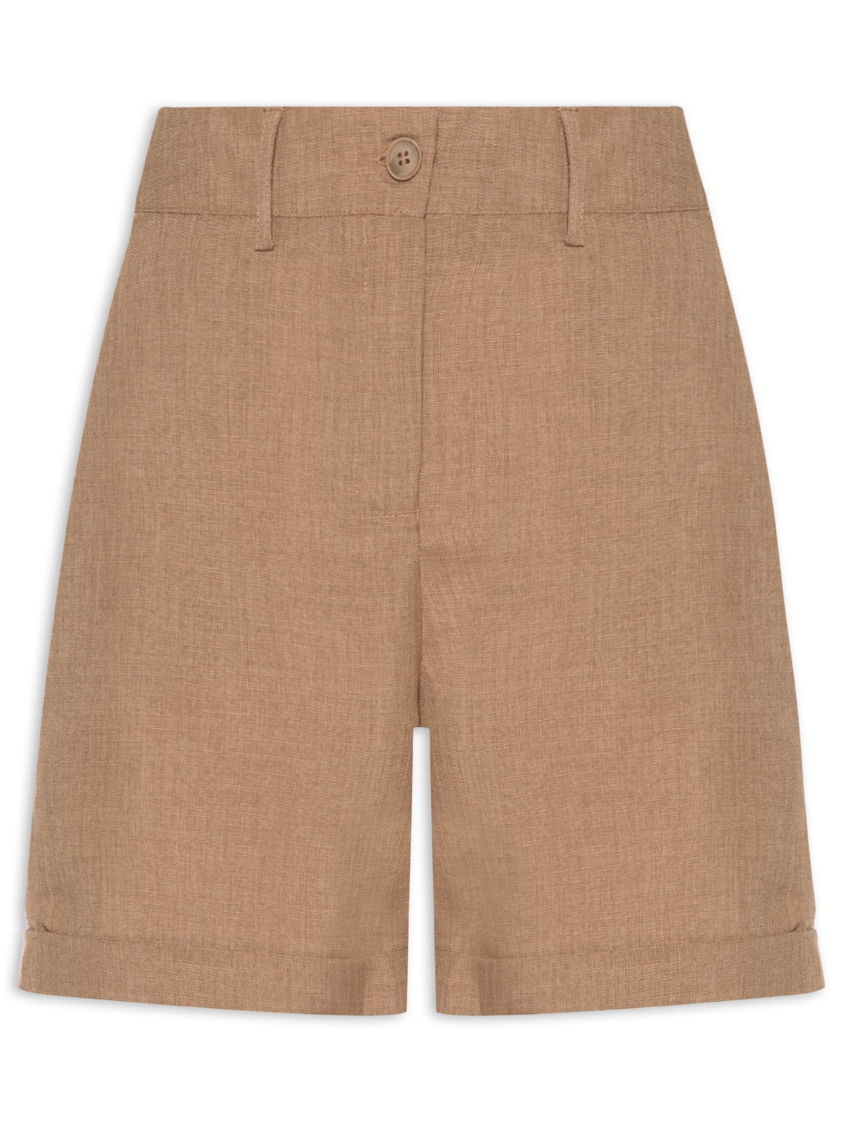 Bermuda Feminina Alfaiataria Barra Italiana - Marrom