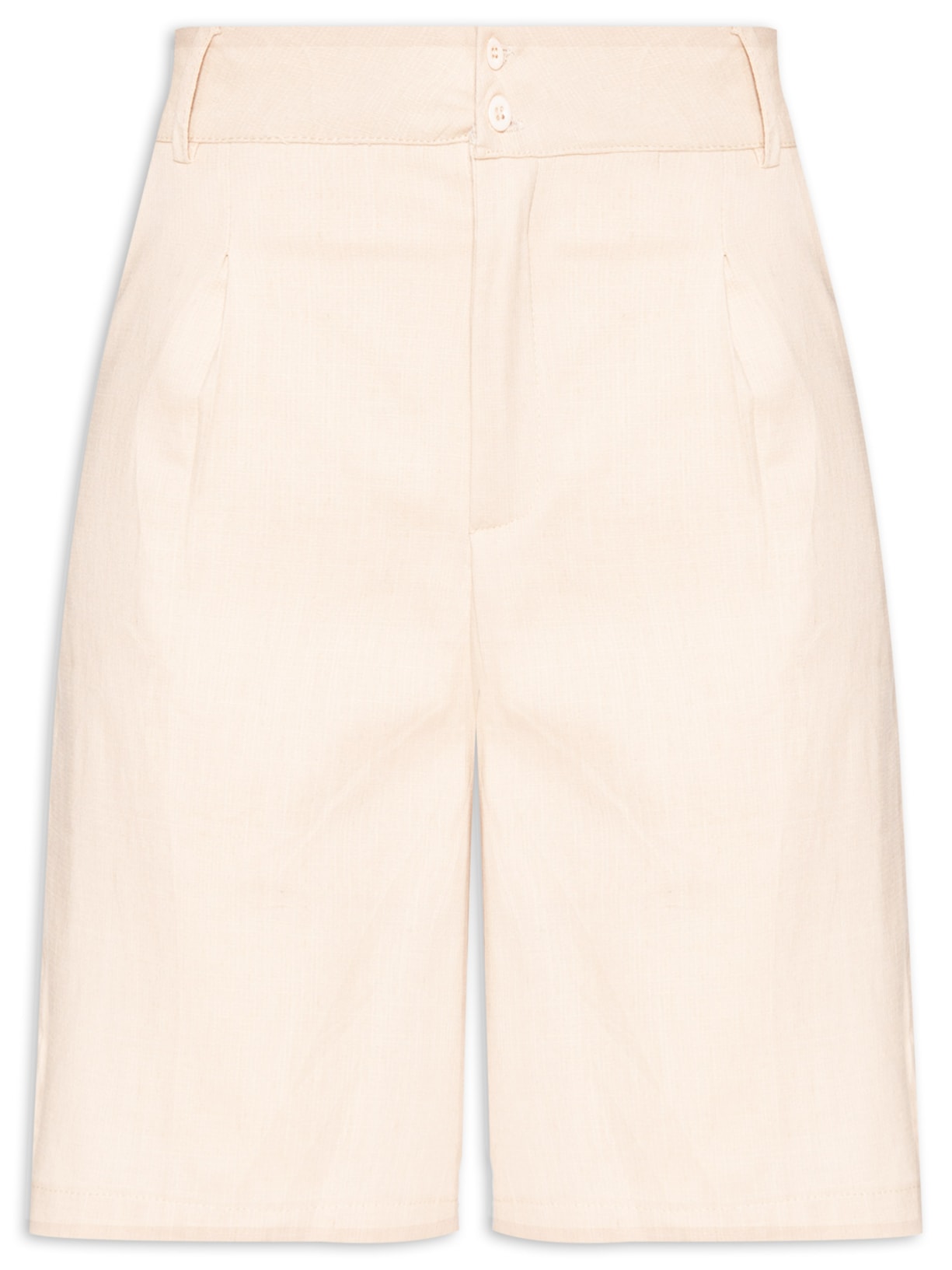 Bermuda Feminina Alfaiataria Básica - Bege