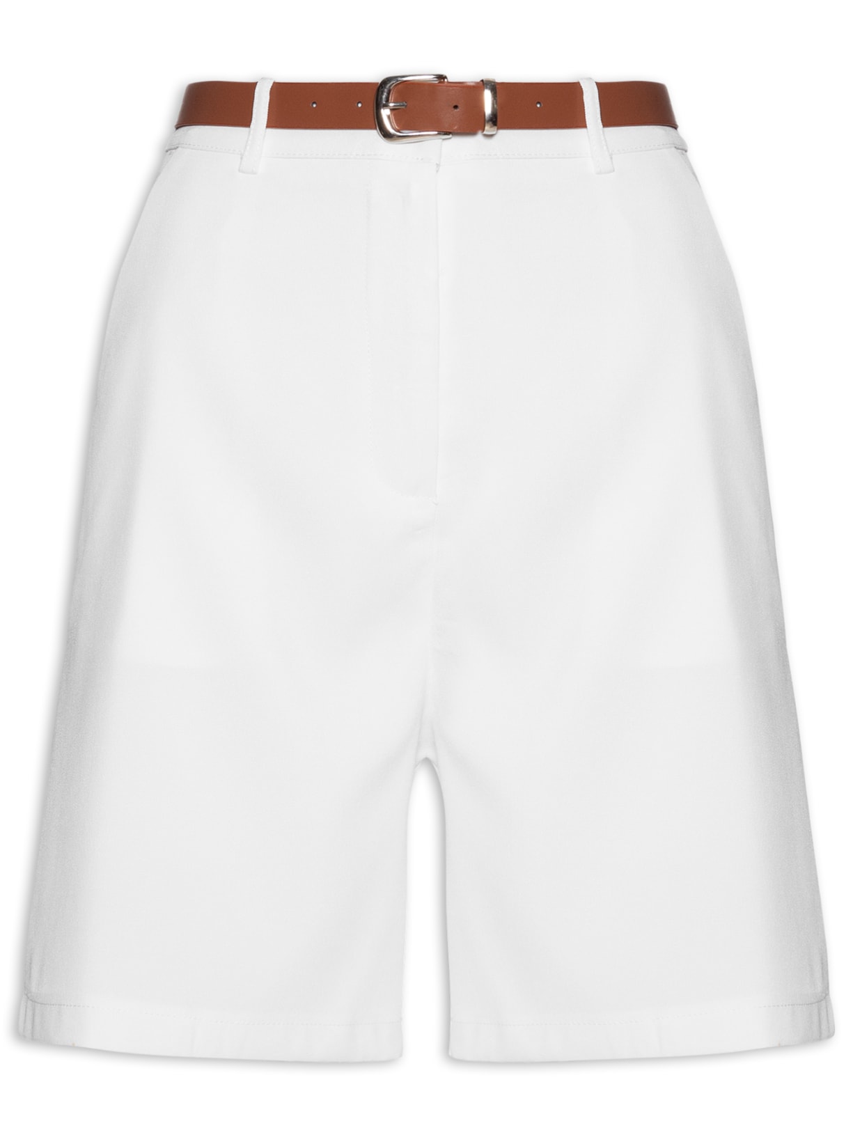 Bermuda Feminina Alfaiataria Com Cinto - Branco
