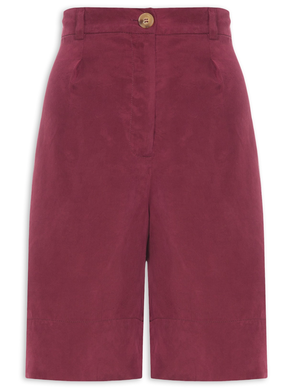 Bermuda Feminina Alfaiataria Com Prega - Vinho