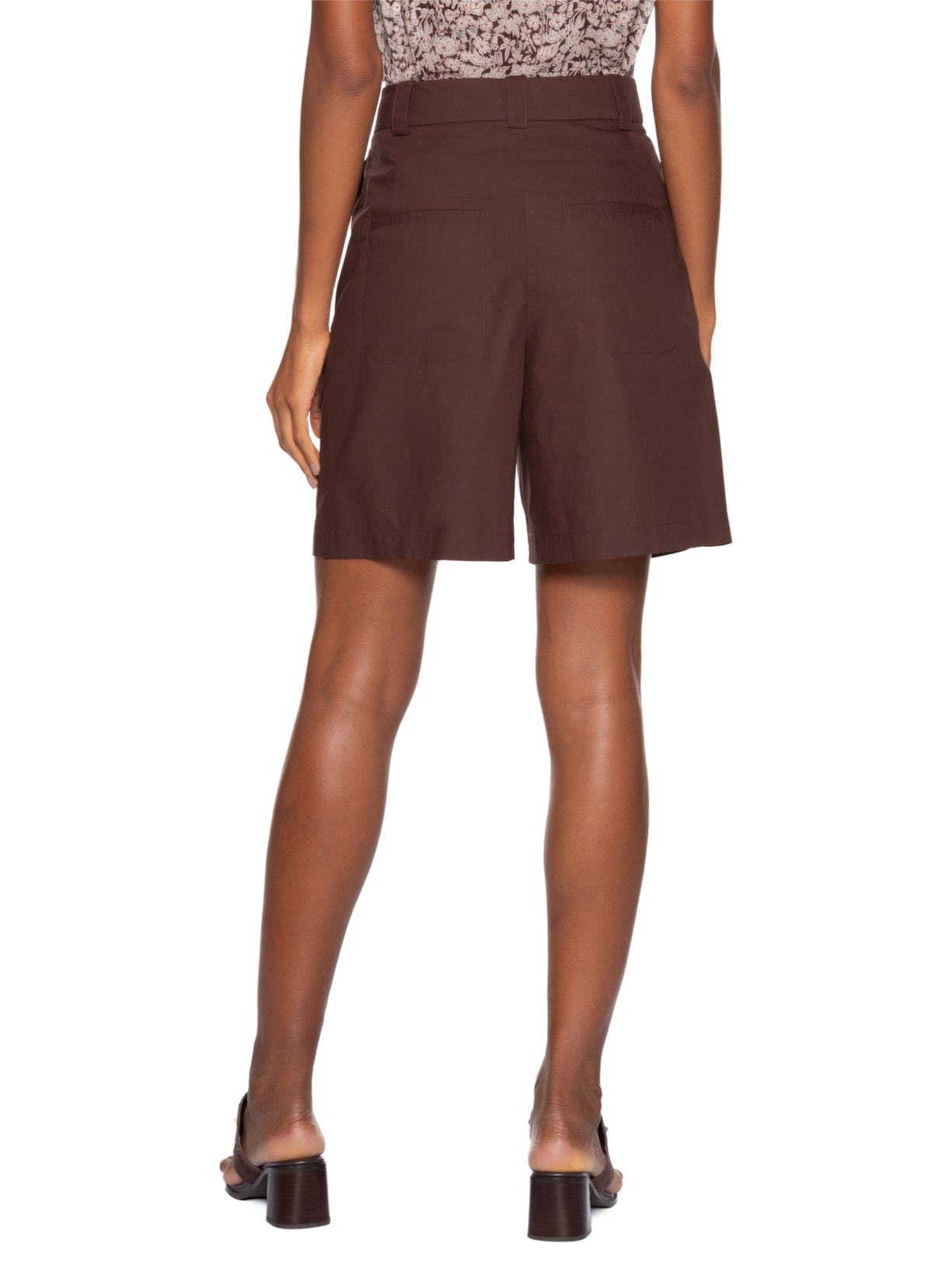 Bermuda Feminina Algodão Paper Marrom Animale