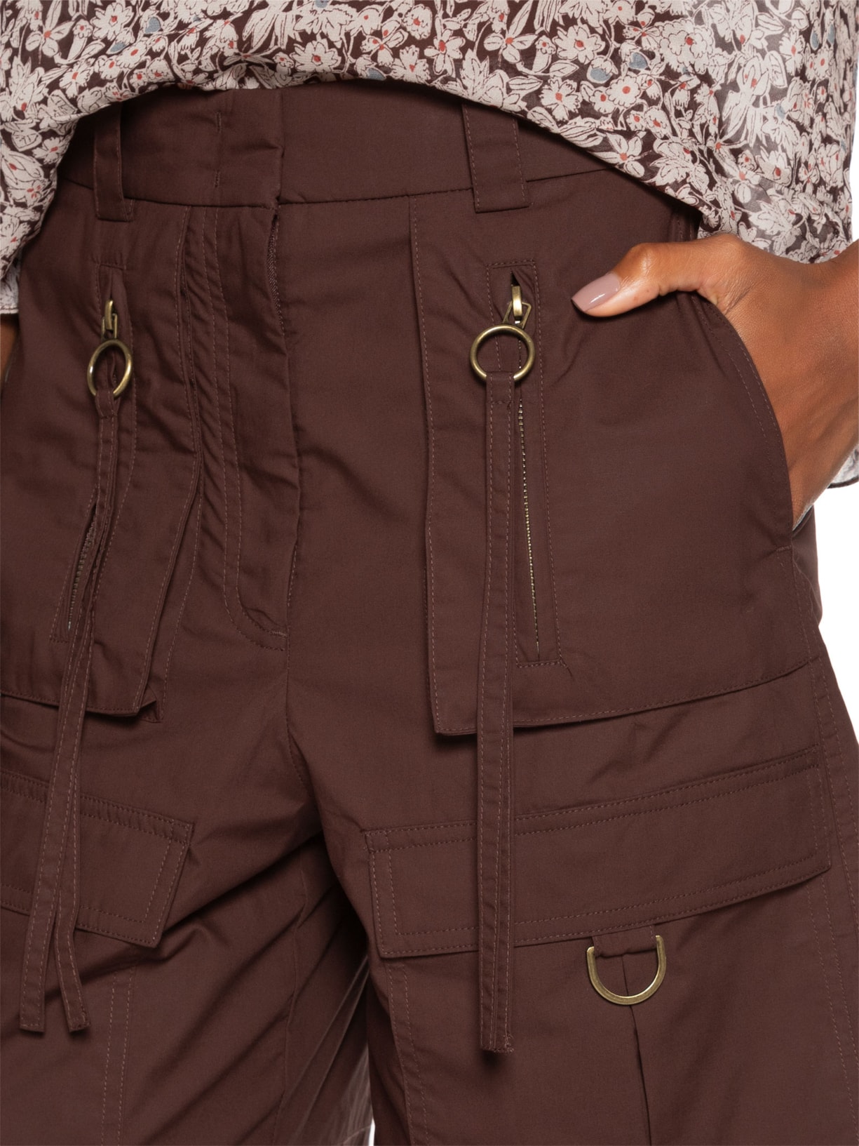 Bermuda Feminina Algodão Paper Marrom Animale