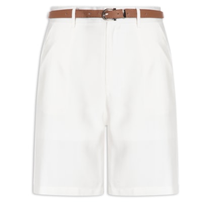 Bermuda Feminina Básica Com Cinto - Branco